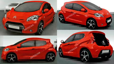 изображения будущего Citroen C1 в журнале Autocar