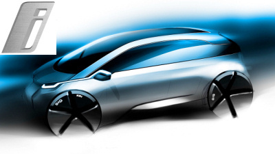 тизер BMW Megacity и логотип с изображением буквы «i»