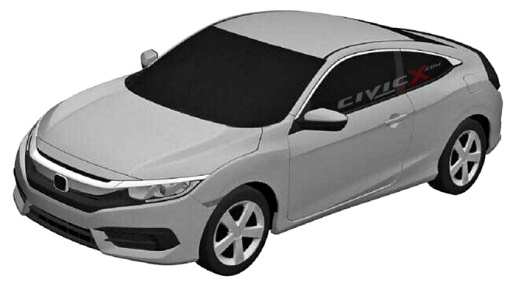 Патентное изображение Honda Civic Coupe 2016