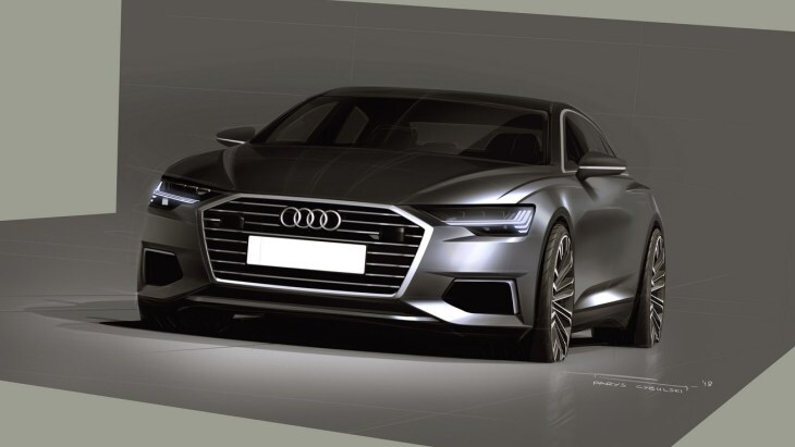 Дизайнерский скетч модели Audi A6 нового поколения